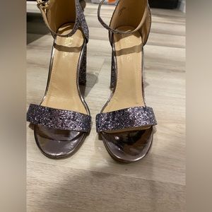 Pewter Glitter Chunky Heel
